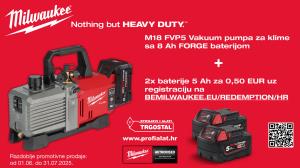 Akcija MILWAUKEE M18 FVP5 aku vakuum pumpa za klime
