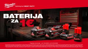 Milwaukee baterija za samo 1 EUR